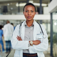 Portrait of a doctor standing in a hospital