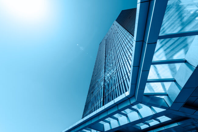 Blue building glass curtain wall