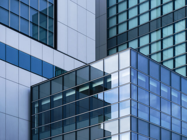 Architecture details Glass wall Modern building exterior Abstract futuristic background